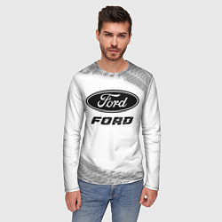 Лонгслив мужской Ford speed на светлом фоне со следами шин, цвет: 3D-принт — фото 2