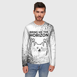 Лонгслив мужской Bring Me the Horizon рок кот на светлом фоне, цвет: 3D-принт — фото 2