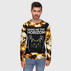 Лонгслив мужской Bring Me the Horizon рок кот и огонь, цвет: 3D-принт — фото 2