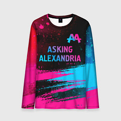 Лонгслив мужской Asking Alexandria - neon gradient: символ сверху, цвет: 3D-принт