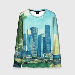 Лонгслив мужской Москва-сити Ван Гог, цвет: 3D-принт