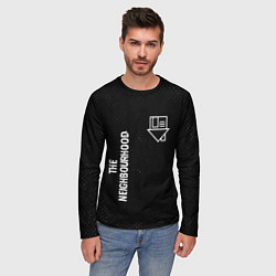 Лонгслив мужской The Neighbourhood glitch на темном фоне: надпись,, цвет: 3D-принт — фото 2