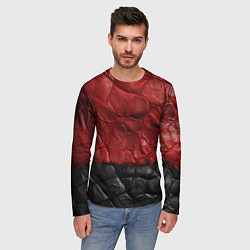 Лонгслив мужской Черная красная текстура, цвет: 3D-принт — фото 2