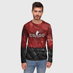 Лонгслив мужской CS GO red black texture, цвет: 3D-принт — фото 2