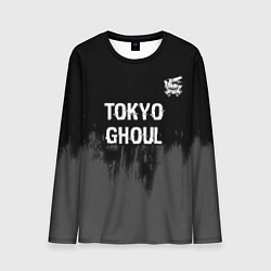 Лонгслив мужской Tokyo Ghoul glitch на темном фоне: символ сверху, цвет: 3D-принт