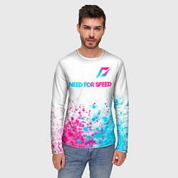 Лонгслив мужской Need for Speed neon gradient style: символ сверху, цвет: 3D-принт — фото 2