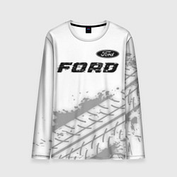 Лонгслив мужской Ford speed на светлом фоне со следами шин: символ, цвет: 3D-принт