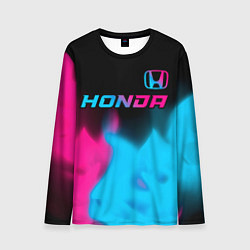 Лонгслив мужской Honda - neon gradient: символ сверху, цвет: 3D-принт
