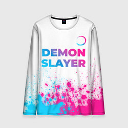 Лонгслив мужской Demon Slayer neon gradient style: символ сверху, цвет: 3D-принт