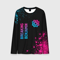 Лонгслив мужской Breaking Benjamin - neon gradient: надпись, символ, цвет: 3D-принт