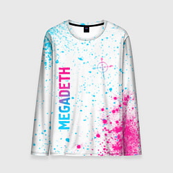 Мужской лонгслив Megadeth neon gradient style: надпись, символ