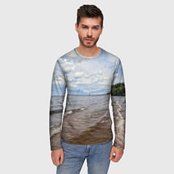 Лонгслив мужской Волны на Ладожском озере, цвет: 3D-принт — фото 2