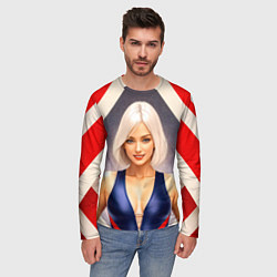 Лонгслив мужской Девушка блондинка в спортивном костюме, цвет: 3D-принт — фото 2