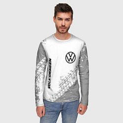 Лонгслив мужской Volkswagen speed на светлом фоне со следами шин: н, цвет: 3D-принт — фото 2