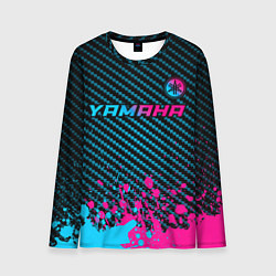 Лонгслив мужской Yamaha - neon gradient: символ сверху, цвет: 3D-принт
