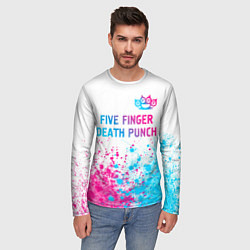 Лонгслив мужской Five Finger Death Punch neon gradient style: симво, цвет: 3D-принт — фото 2