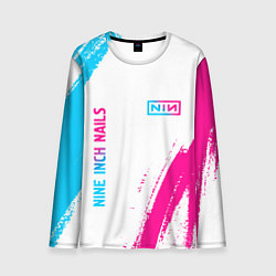 Мужской лонгслив Nine Inch Nails neon gradient style: надпись, симв