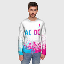 Лонгслив мужской AC DC neon gradient style: символ сверху, цвет: 3D-принт — фото 2