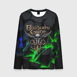 Лонгслив мужской Baldurs Gate 3 black blue neon, цвет: 3D-принт