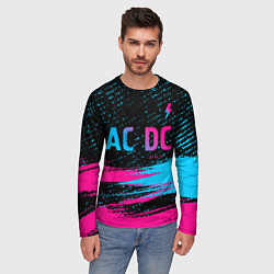 Лонгслив мужской AC DC - neon gradient: символ сверху, цвет: 3D-принт — фото 2