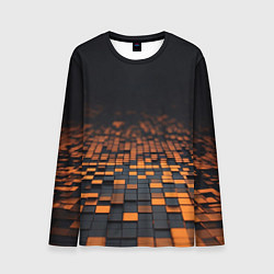 Лонгслив мужской Черные и оранжевые пиксели, цвет: 3D-принт