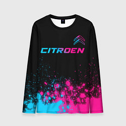 Лонгслив мужской Citroen - neon gradient: символ сверху, цвет: 3D-принт