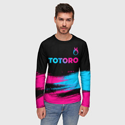 Лонгслив мужской Totoro - neon gradient: символ сверху, цвет: 3D-принт — фото 2