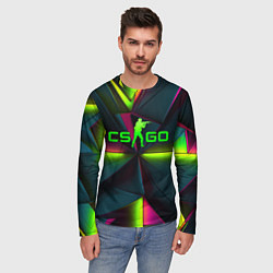 Лонгслив мужской CS GO green neon, цвет: 3D-принт — фото 2
