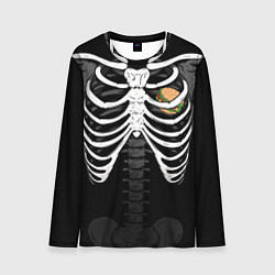 Лонгслив мужской Скелет: ребра и бургер, цвет: 3D-принт