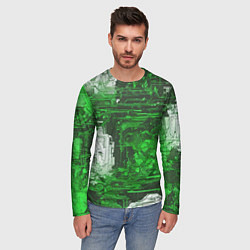 Лонгслив мужской Киберпанк заражение зелёное, цвет: 3D-принт — фото 2