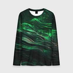 Лонгслив мужской Зеленые абстрактные волны, цвет: 3D-принт