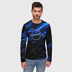 Лонгслив мужской Starfield logo blue background, цвет: 3D-принт — фото 2