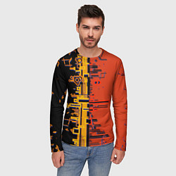 Лонгслив мужской Кибер-глитч красный, цвет: 3D-принт — фото 2