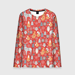 Лонгслив мужской Ноговодние животные и птицы в скандинавском стиле, цвет: 3D-принт