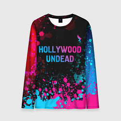 Лонгслив мужской Hollywood Undead - neon gradient: символ сверху, цвет: 3D-принт