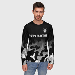Лонгслив мужской Poppy Playtime glitch на темном фоне: символ сверх, цвет: 3D-принт — фото 2