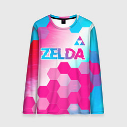 Мужской лонгслив Zelda neon gradient style: символ сверху