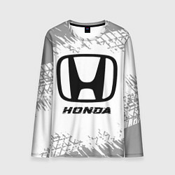 Лонгслив мужской Honda speed на светлом фоне со следами шин, цвет: 3D-принт