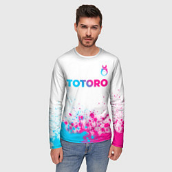 Лонгслив мужской Totoro neon gradient style: символ сверху, цвет: 3D-принт — фото 2