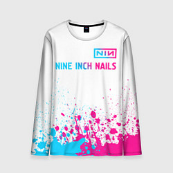 Лонгслив мужской Nine Inch Nails neon gradient style: символ сверху, цвет: 3D-принт