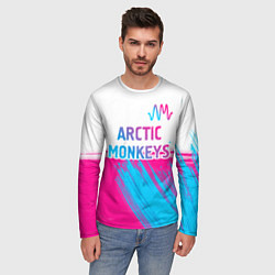 Лонгслив мужской Arctic Monkeys neon gradient style: символ сверху, цвет: 3D-принт — фото 2