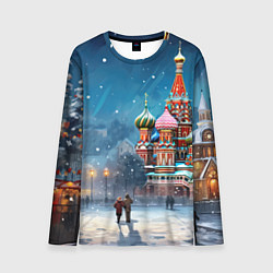 Лонгслив мужской Новогодняя Москва, цвет: 3D-принт