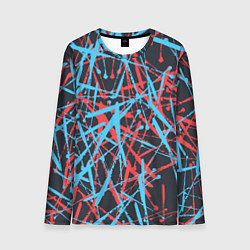 Лонгслив мужской Синие и красные гранжевые полосы, цвет: 3D-принт