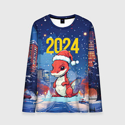 Мужской лонгслив 2024 красный новогодний дракон