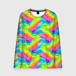 Лонгслив мужской Разноцветные облака из бумаги паттерн, цвет: 3D-принт