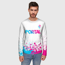 Лонгслив мужской Portal neon gradient style посередине, цвет: 3D-принт — фото 2