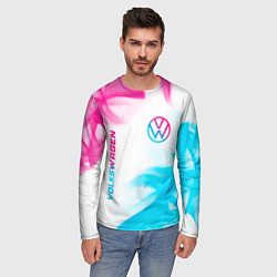 Лонгслив мужской Volkswagen neon gradient style вертикально, цвет: 3D-принт — фото 2