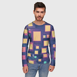 Лонгслив мужской Разноцветные ретро квадраты, цвет: 3D-принт — фото 2