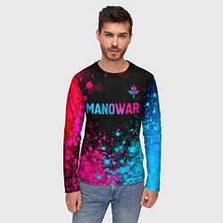 Лонгслив мужской Manowar - neon gradient посередине, цвет: 3D-принт — фото 2