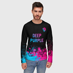 Лонгслив мужской Deep Purple - neon gradient посередине, цвет: 3D-принт — фото 2